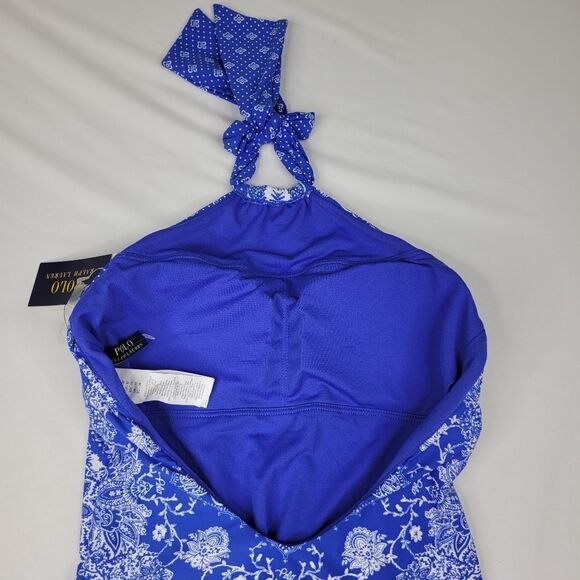 $120 NEW M POLO RALPH LAUREN BLUE halter COASTAL PREPPY SWIMSUIT medium NWT - Picture 8 of 16